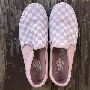 Light Pink Vans Checkerboard Slip-Ons